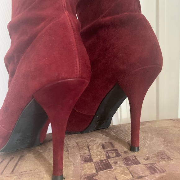 Stuart Weitzman Burgundy Suede Boots - Picture 3 of 6